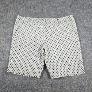 Ann Taylor Polka Dot Signature Flat Front Chino Shorts Cream Black Size 16